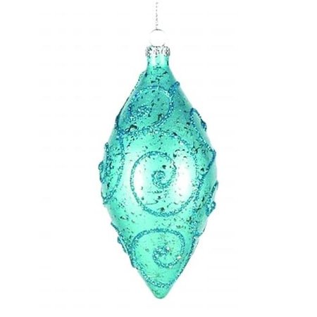 WINTERLAND Winterland WL-TEAR-05-AQ Teardrop Ornament Aqua With Aqua Glitter WL-TEAR-05-AQ